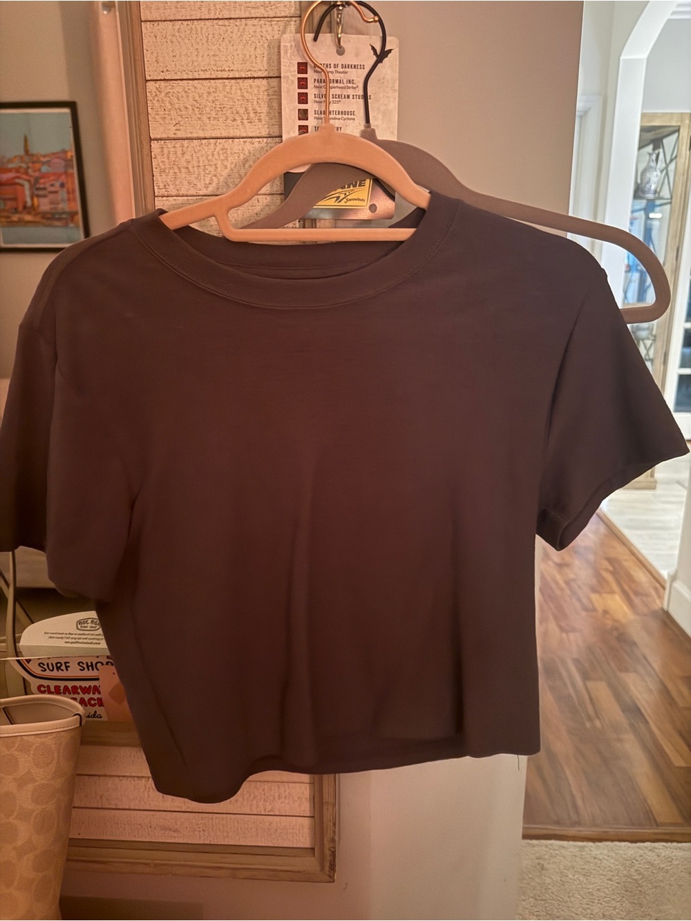 Cropped Crewneck Top in Dark Grey